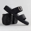 Froggie Ida Slip In 2 leather Strap Sandal - Black