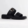Froggie Ida Slip In 2 leather Strap Sandal - Black
