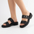 Froggie Ida Slip In 2 leather Strap Sandal - Black