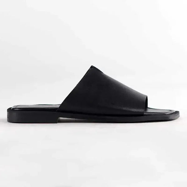Froggie Ivy Flat Leather Slip On Sandal - Black