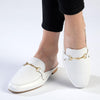 Froggie Karen Leather Flat Mule - White-Froggie-Buy shoes online