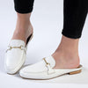 Froggie Karen Leather Flat Mule - White-Froggie-Buy shoes online