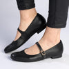 Froggie Karen Leather Pump with Buckle Strap - Black-Froggie-Buy shoes online