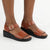 Froggie Megan Lower Leather Wedge Sandal -Chestnut
