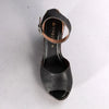 Froggie Merisa Leather Peep Toe Wedge - Black