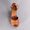 Froggie Merisa Leather Peep Toe Wedge - Tan-Froggie-Buy shoes online