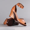 Froggie Merisa Leather Peep Toe Wedge - Tan-Froggie-Buy shoes online