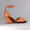 Froggie Merisa Leather Peep Toe Wedge - Tan-Froggie-Buy shoes online