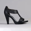 Froggie Mia 2 Leather Ankle Strap Heel - Black-Froggie-Buy shoes online