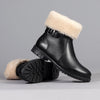 Froggie Pat Leather Fur Collar Ankle Boot - Black-Froggie-Buy shoes online