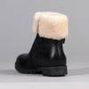 Froggie Pat Leather Fur Collar Ankle Boot - Black-Froggie-Buy shoes online