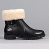 Froggie Pat Leather Fur Collar Ankle Boot - Black-Froggie-Buy shoes online