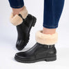 Froggie Pat Leather Fur Collar Ankle Boot - Black-Froggie-Buy shoes online