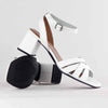 Froggie Pen Leather Block Heel - White-Froggie-Buy shoes online