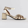 Froggie Pen Leather Crossover Strappy Block Heel - Gold