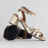 Froggie Pen Leather Crossover Strappy Block Heel - Gold-Froggie-Buy shoes online