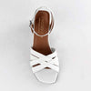 Froggie Pen Leather Crossover Strappy Block Heel - White-Froggie-Buy shoes online