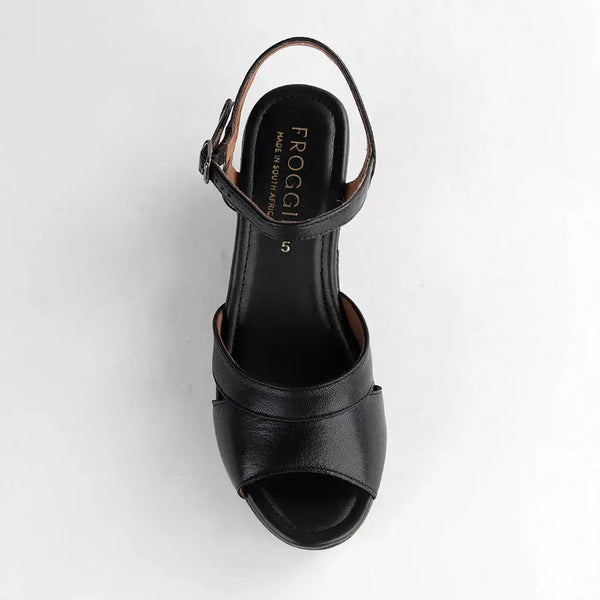 Froggie Raine Leather Wedge - Black