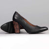 Froggie Shelly Leather Block Court Heel - Black-Froggie-Buy shoes online