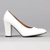 Froggie Shelly Leather Block Court Heel - White-Froggie-Buy shoes online