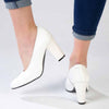 Froggie Shelly Leather Block Court Heel - White-Froggie-Buy shoes online