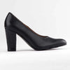 Froggie Shelly Plain Leather Block Court Heel - Black
