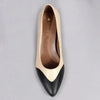 Froggie Spring Leather 2 Toned Block Court Heel - Cream / Black
