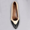 Froggie Spring Leather 2 Toned Block Court Heel - Cream / Black-Froggie-Buy shoes online