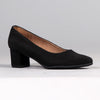 Froggie Spring Leather Block Court Heel - Black-Froggie-Buy shoes online