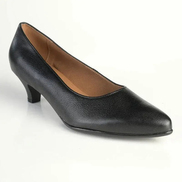 Froggie Spring Penny Leather Court Heel - Black