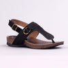 Froggie Tessa Leather Comfort Sandals - Black-Froggie-Buy shoes online