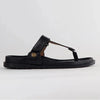 Froggie Tessa Slip On Thong Leather Sandals - Black