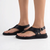 Froggie Tessa Thong With Backstrap Leather Sandal - Black