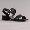 Froggie Toni Leather Block Heel Ankle Strap Sandal - Black-Froggie-Buy shoes online