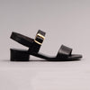 Froggie Toni Leather Block Heel Ankle Strap Sandal - Black-Froggie-Buy shoes online