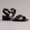 Froggie Toni Leather Block Heel Sandal - Black