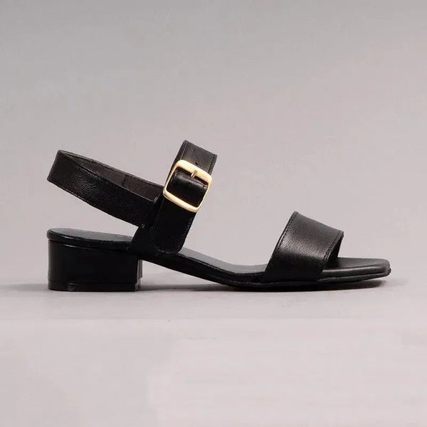 Froggie Toni Leather Block Heel Sandal - Black