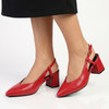 Madison Quest V Vamp Slingback On Medium Block Heel - Dark Red