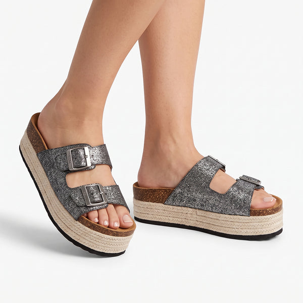 Julz Chicago Leather Sandal - Pewter