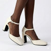 Madison Odessa Open Waist Ankle Tie Block Heel Court - Off White