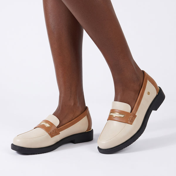 Pierre Cardin Metal Saddle Loafer - Beige Tan