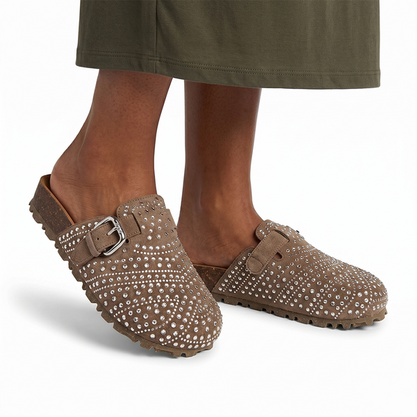 Julz Nahle Diamante Leather Mule - Hazelnut