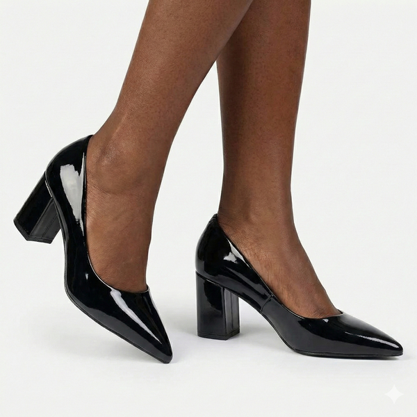 Madison Ladies Pointed Toe Formal Court - Black Patent
