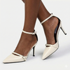 Madison Oda Open Waist Ankle Tie Court Heel - Off White