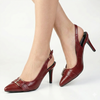 Madison Odelia Buckle Trim Slingback Stilleto Heel  - Wine