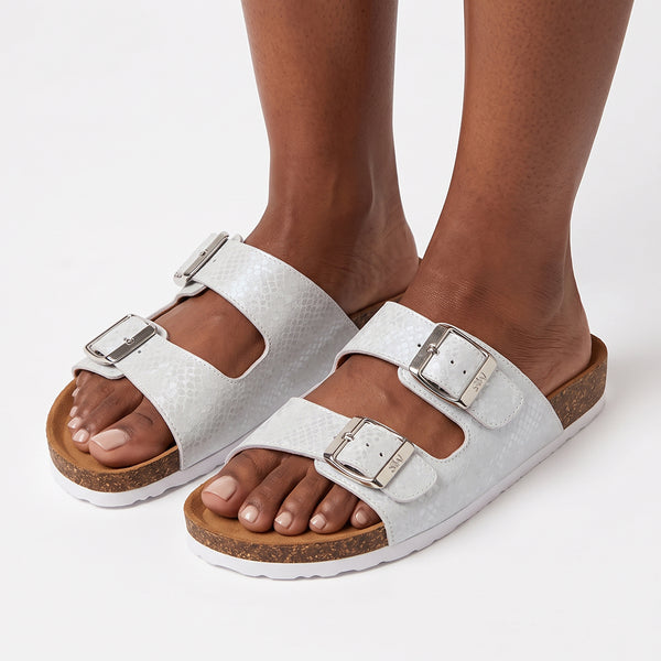Julz Hudson Glide Leather Sandal - White