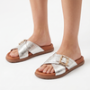 Julz August Leather Cross Over Buckle Sandal - Champagne