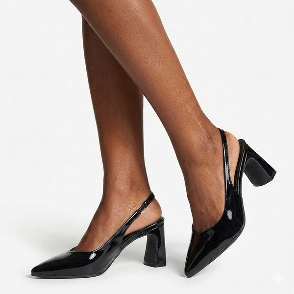Madison Odette Basic Slingback On Block Heel - Black