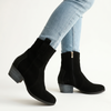 Julz Belle Leather Mid Calf Suede Boot - Black