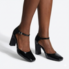 Madison Odessa Open Waist Ankle Tie Block Heel Court - Black